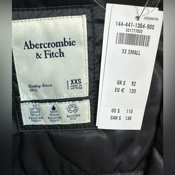 ABERCROMBIE & FITCH  Quilted Liner Jacket Size XXSMALL‎ - Picture 13 of 13